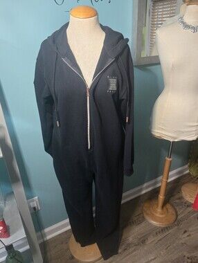 Savage X Fenty Black Hooded Onesie Jumpsuit with Branded Neck Tag